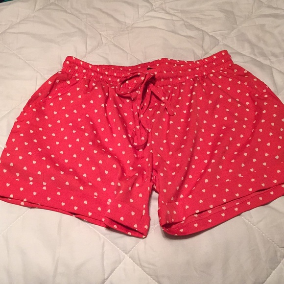 Bright Orange Polyester Shorts with Hearts ❤️🧡 - Picture 1 of 4